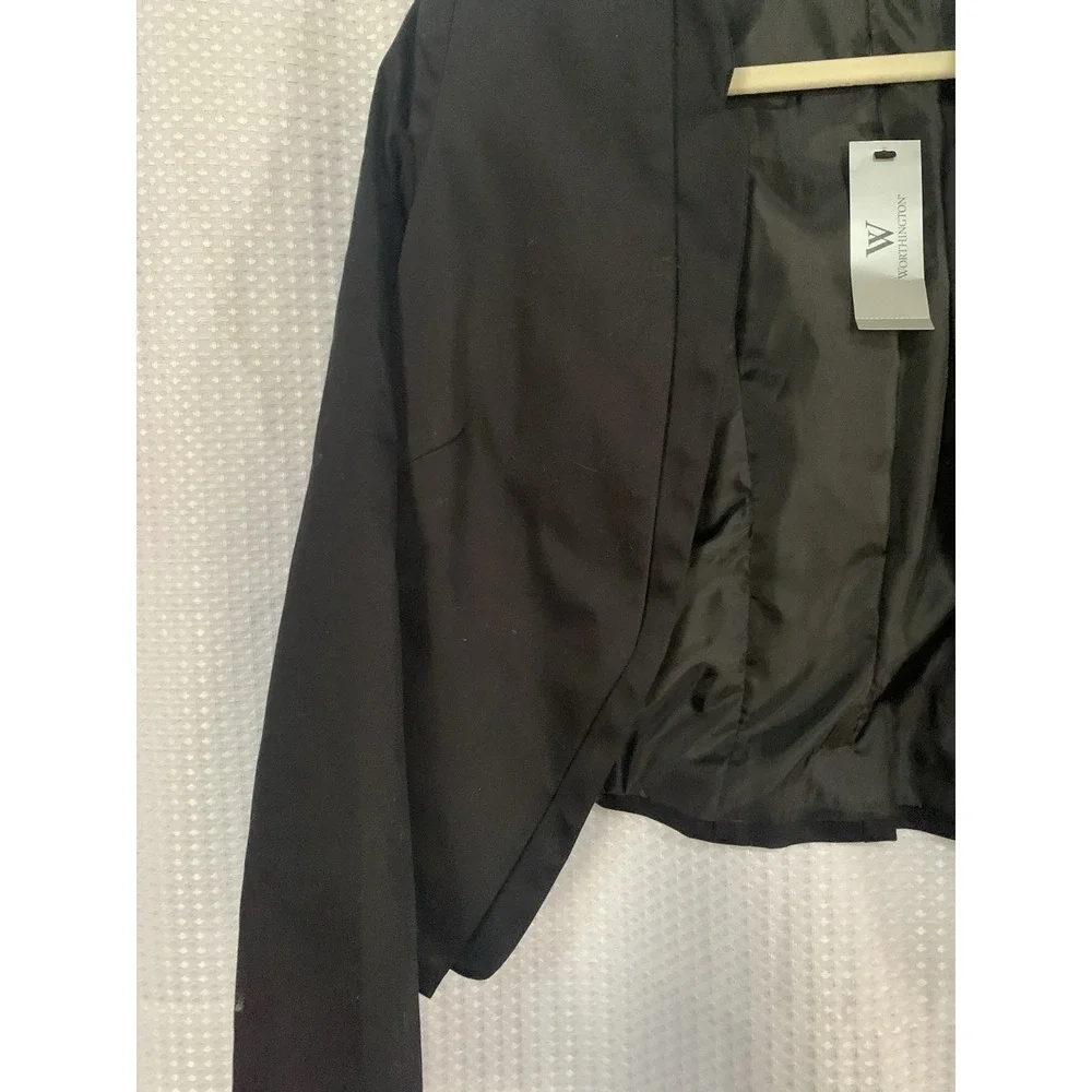 Worthington‎ Womens Medium Short Blazer Open Front Black